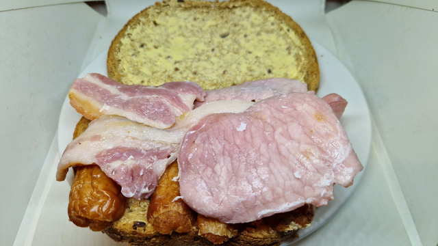 Bacon and sausage sandwich    