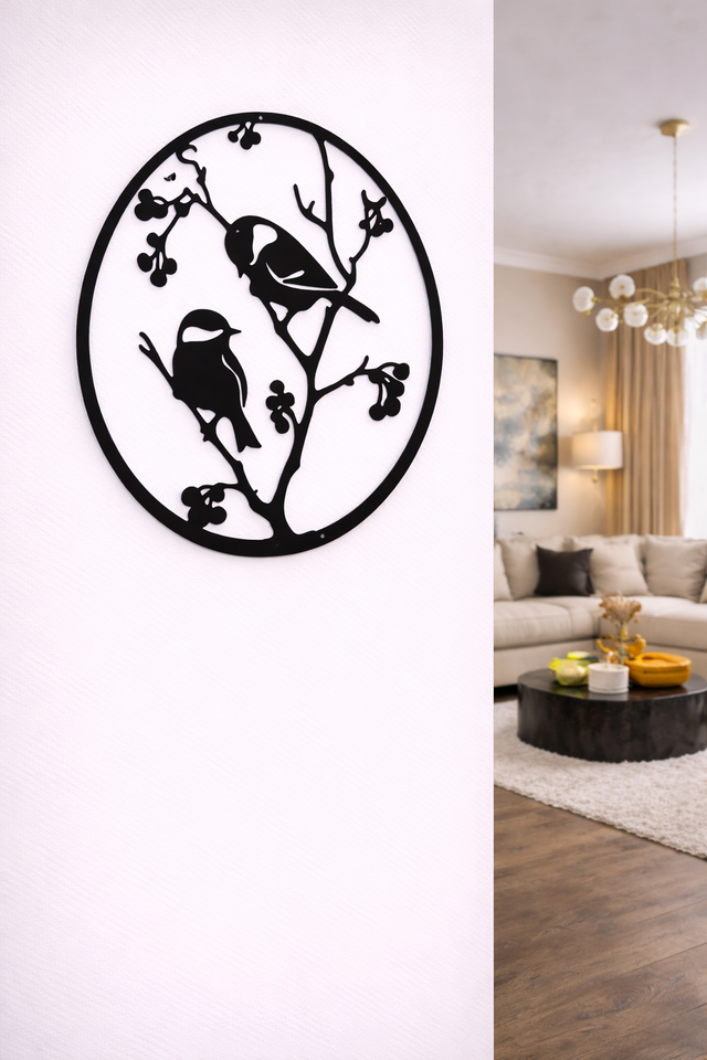 Oiseau sur une branche - Ovale