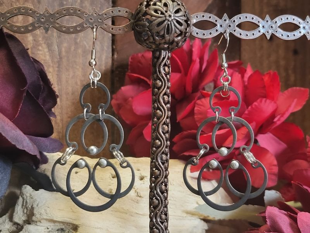 Boucles d'Oreilles Néo Circlips "Rosace d'Acier"