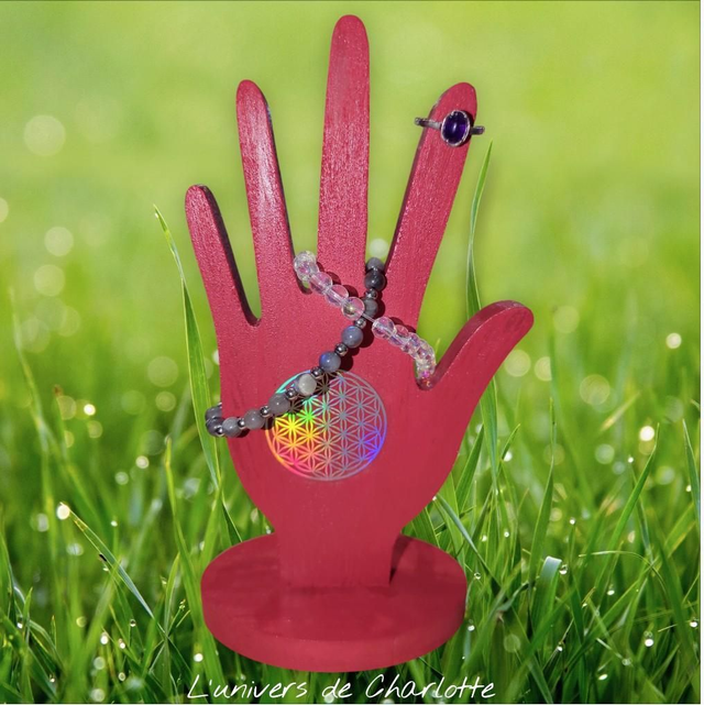 Porte bijoux en bois &quot;Fleur de vie&quot;