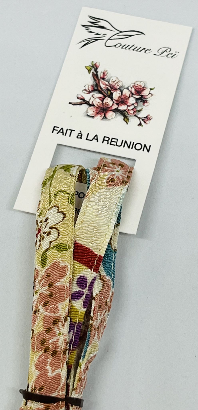 Lacet collection "Japon" beige fleuri 120 cm