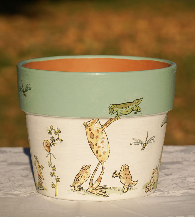 Übertopf Froschfamilie