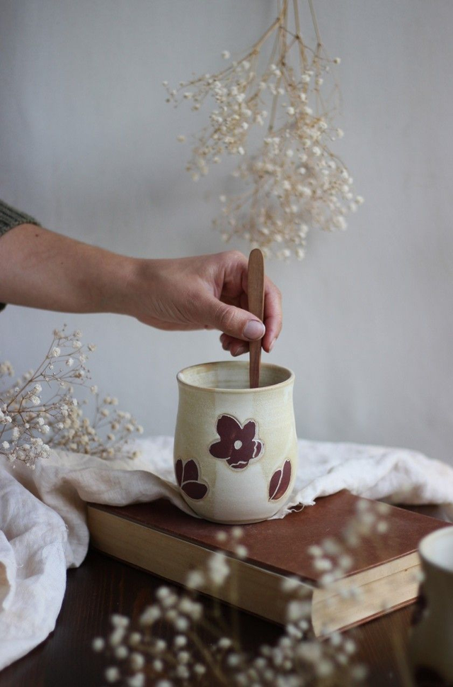 Tasse fleurs 30cl sans anse
