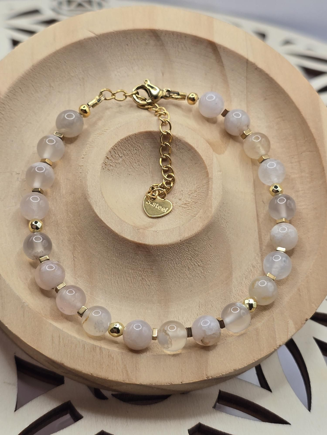 Bracelet Agate fleur de cerisier 0,6 cm