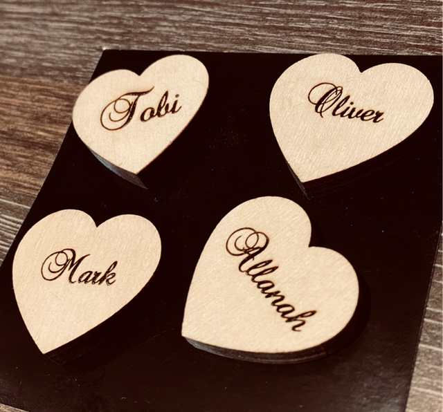 Laser Engraved Hearts