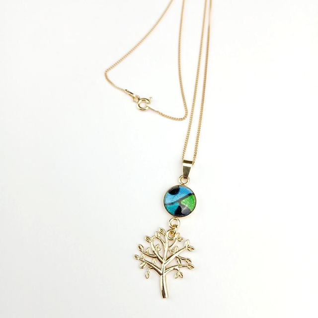Collier "Arbres de Vie" en émail et Plaqué Or 