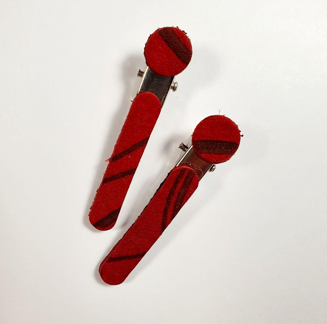 Lot de 2 pinces crocodile en cuir véritable