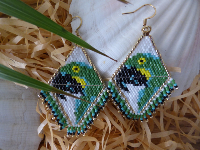 Boucles d'oreilles Ara vert 