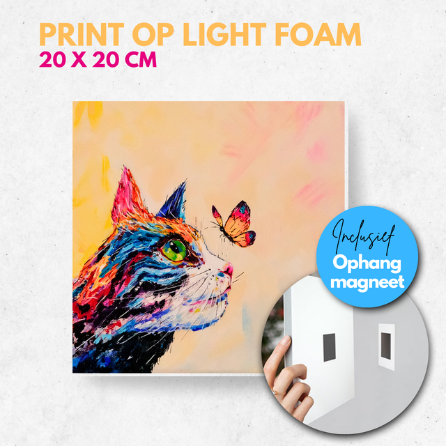 Kat met vlinder | Light foam met magneet