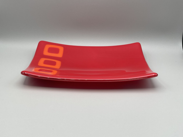 Red & Orange Rectangular Decorative Dish