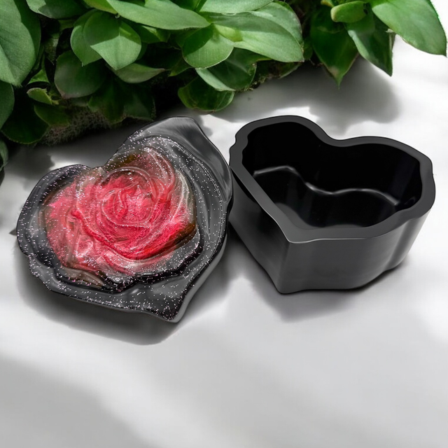 Boîte Cœur Fleur Rose 