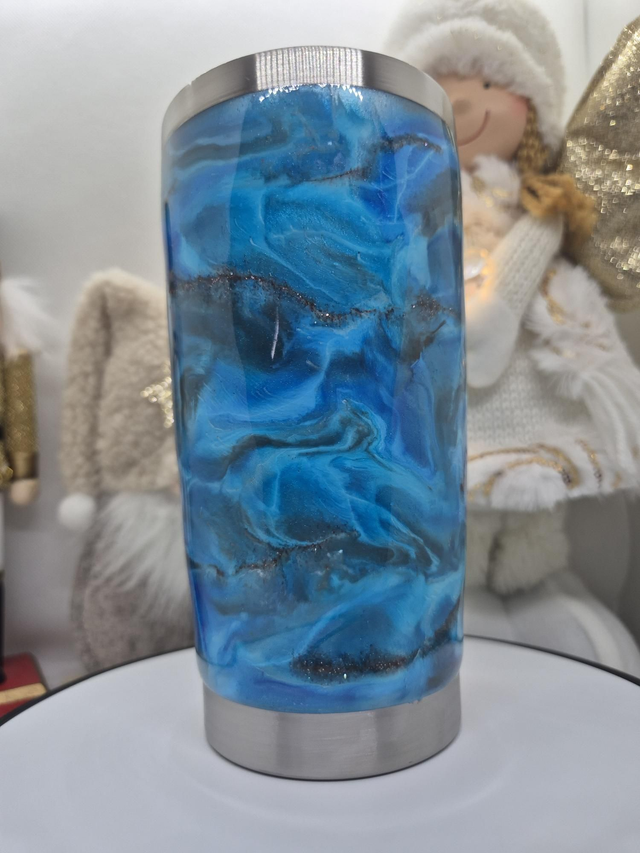 Tumbler cône effet marbré bleu 590ml