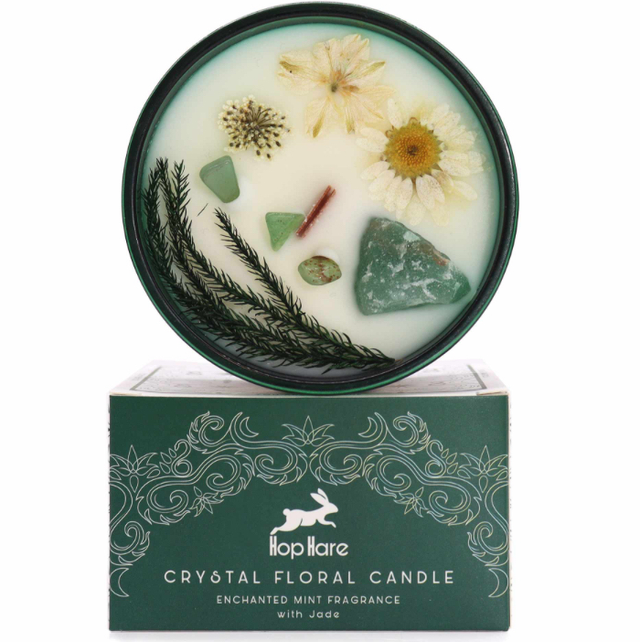 Hop Hare Mint &amp; Jade Crystal Soy Candle - The Magician