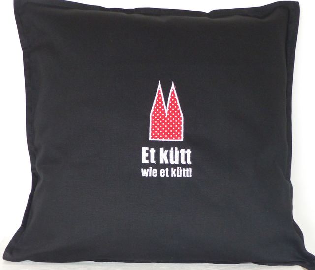 Kissenhülle schwarz „Dom Et kütt“