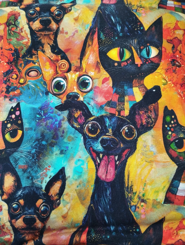 Tissu Chats multicolore pour COMMANDE 