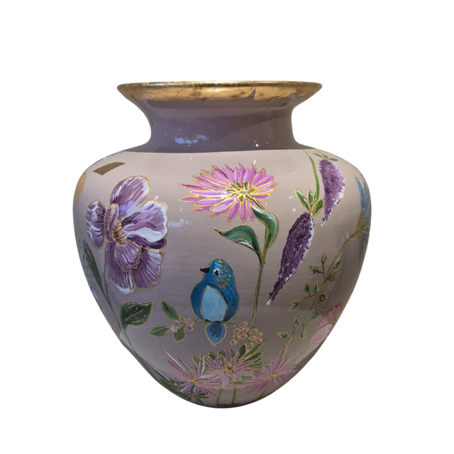 Eenvankoch handgeschilderde vaas lila