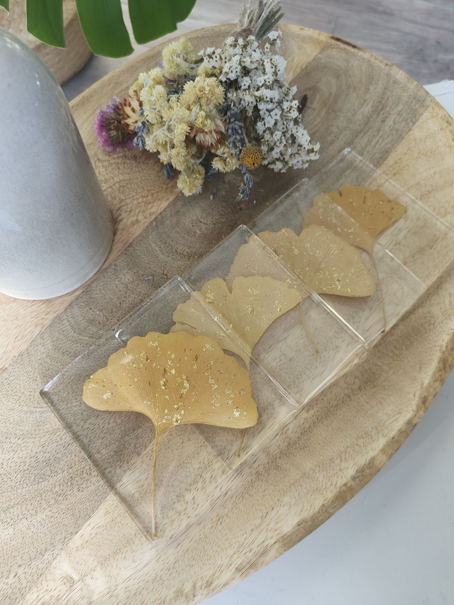 Sous-verres fleurs et résine