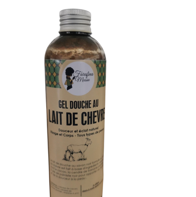 Savon noir liquide 250 ml au lait de chèvre – Nettoyant naturel visage &amp; corps – Peaux sensibles, sèches et à imperfections
