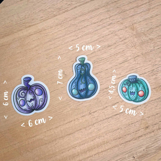 Lot de 3 STICKERS citrouilles spooky)