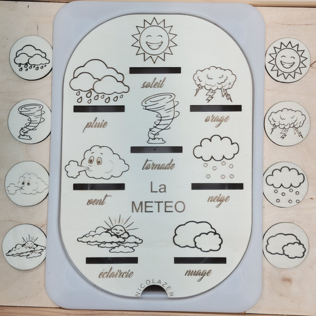 Insert sensoriel bois compatible trofast &quot;la météo&quot;