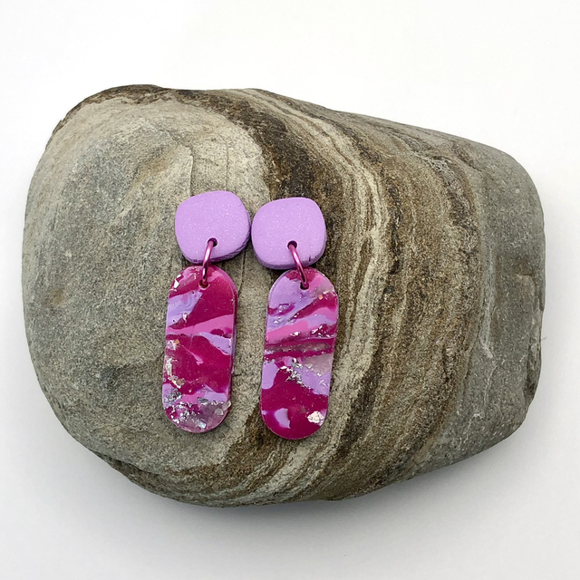 Magenta lilac stud drops 