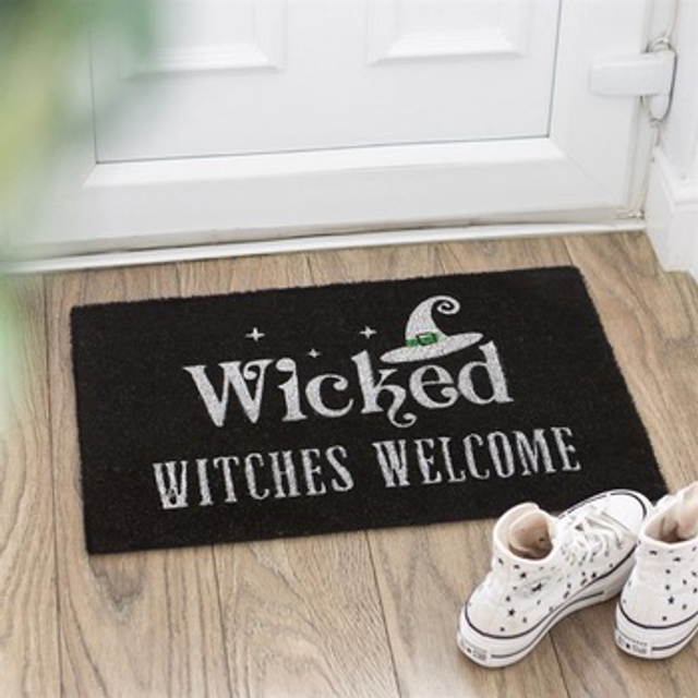 ✨ “Wicked Witches Welcome” Black Doormat – Spooky Halloween Home Décor Gift for Witchy Homes
