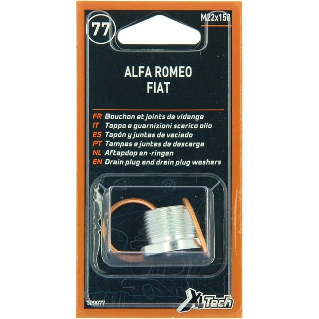 Bouchon de vidange M22 x 150 N°77 + 2 joints métalloplastiques, diamètre 22mm, pour carter d&#039;huile