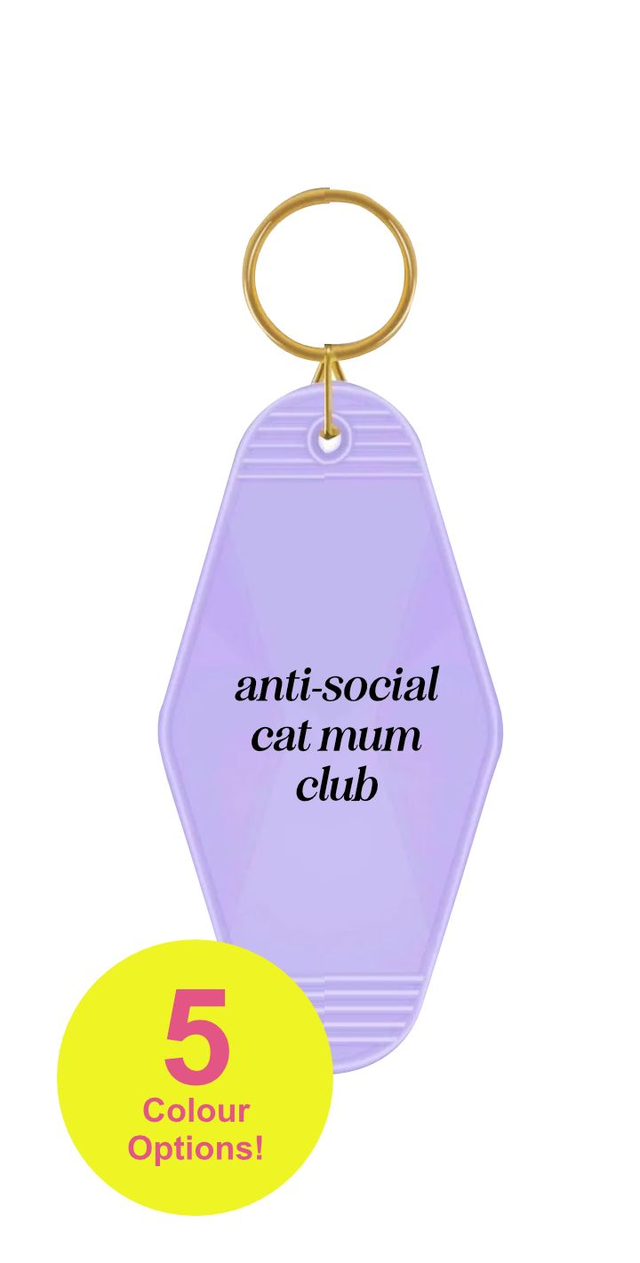 Anti-Social Cat Mum Club - Motel Keyring (5 Colour Options)
