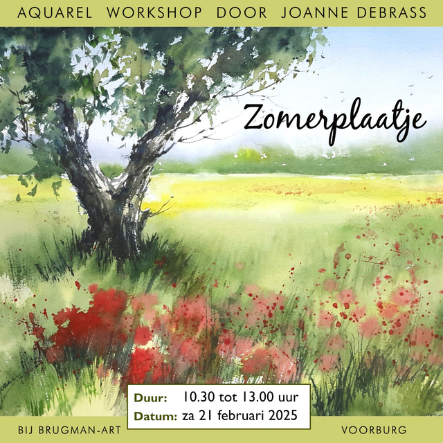  21-02-2026 van 10.30- 13.00 Aquarel Workshop - Zomerplaatje bij Brugman Voorburg