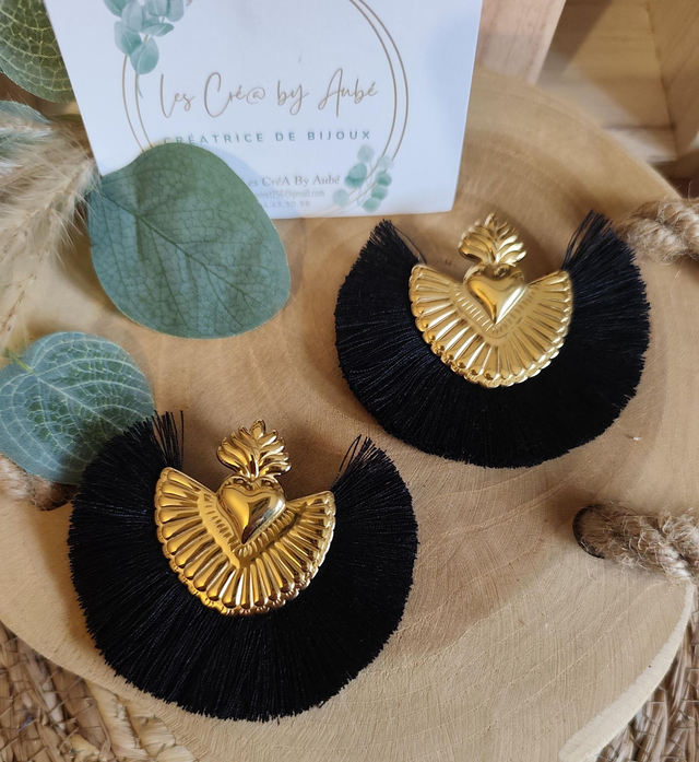 BO BOHEME COEUR EX VOTO GOLD/ POMPONS NOIR 0001211