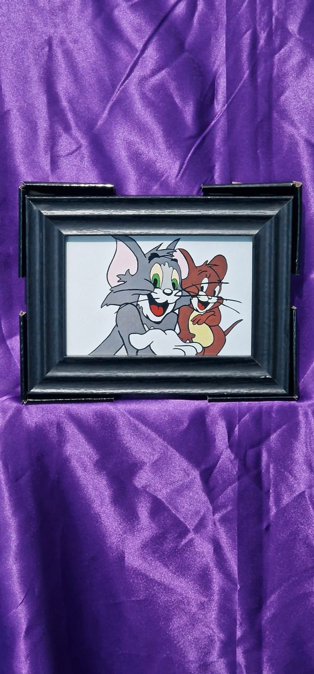 Tom & Jerry Hand-Painted Canvas Artwork | 6x4 Inch Framed Print