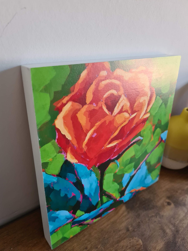 Orange Rose quality print on cradled board ready to hang