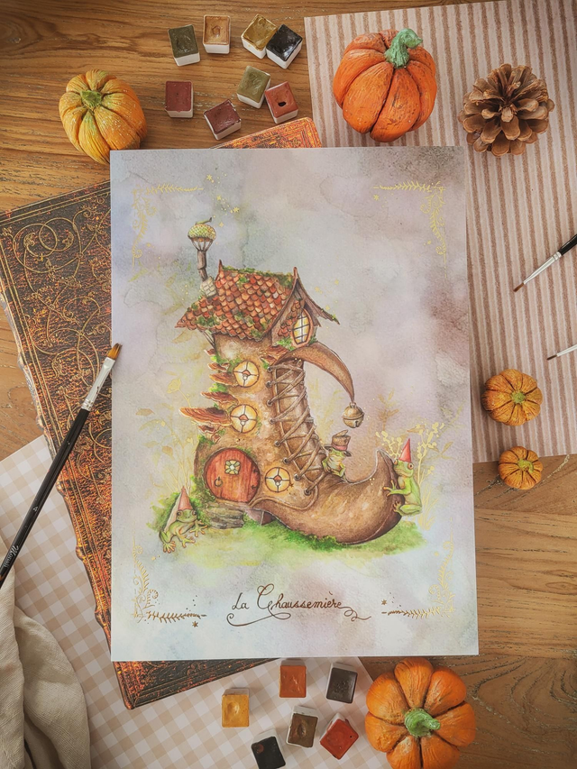 Affiche A4 - La Chaussemière aux grenouilles - dorure