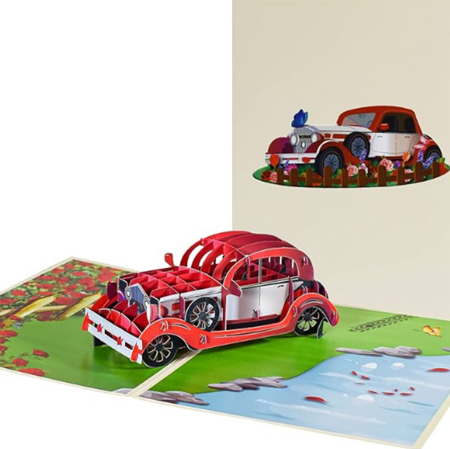 3D Pop up Card - Vintage Retro Car