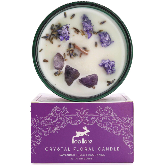 Hop Hare Lavender &amp; Amethyst Crystal Soy Candle - The Moon