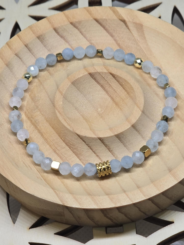 Bracelet Aigue marine facettes 0,6 cm 