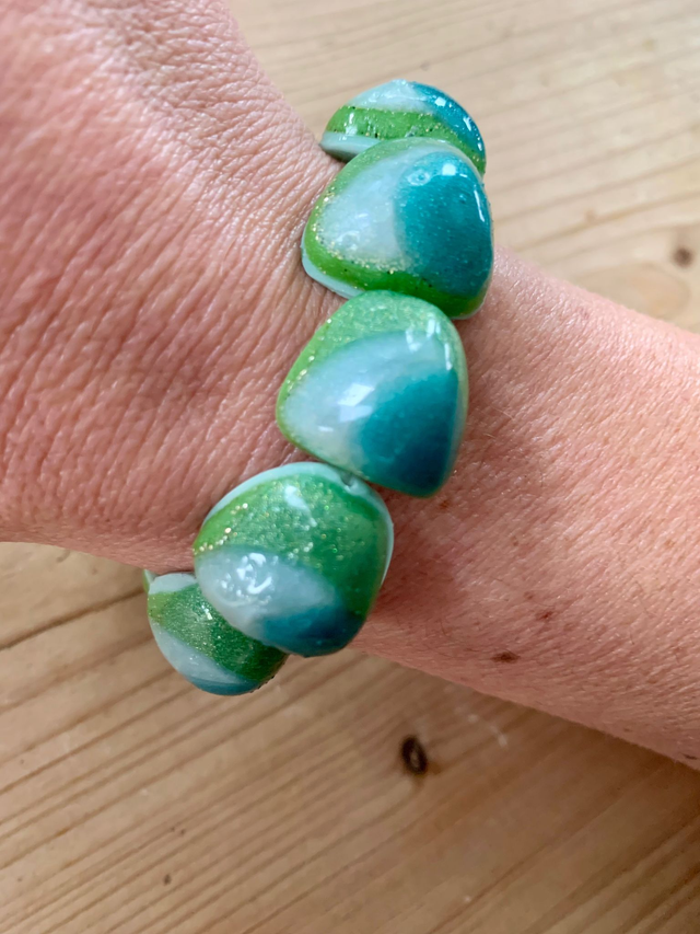 Bracelet Galets - Nuances de verts nacré