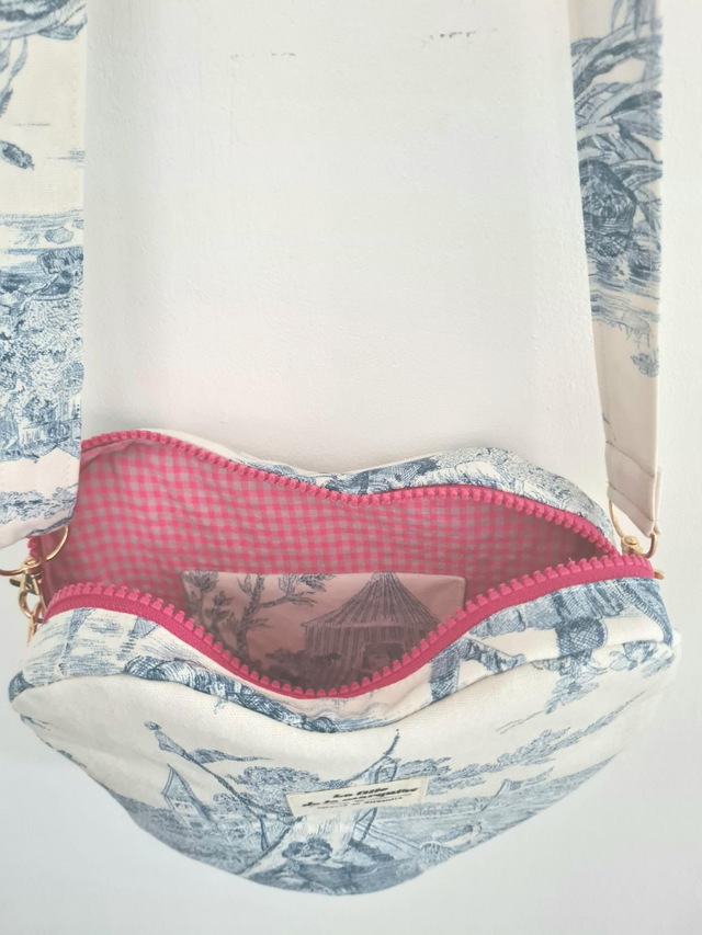 Sac bandoulière coeur toile de Jouy