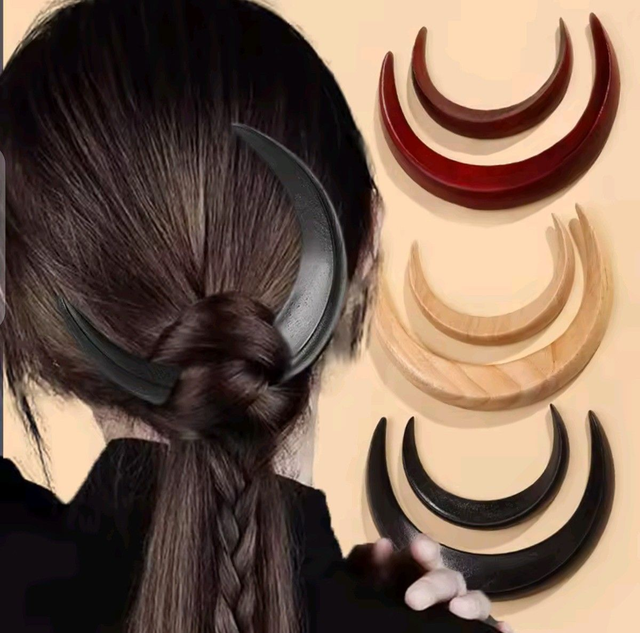 Lune Bâton pour chignon en bois