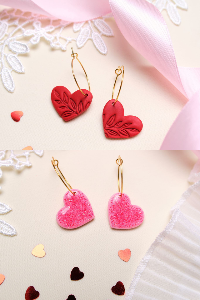 Pendientes corazones en aro