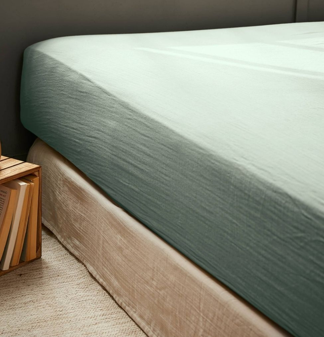 Drap housse en gaze de coton vert sauge