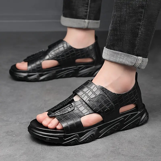 Men's Cow Leather Upper Open Toe Breathable Sandals