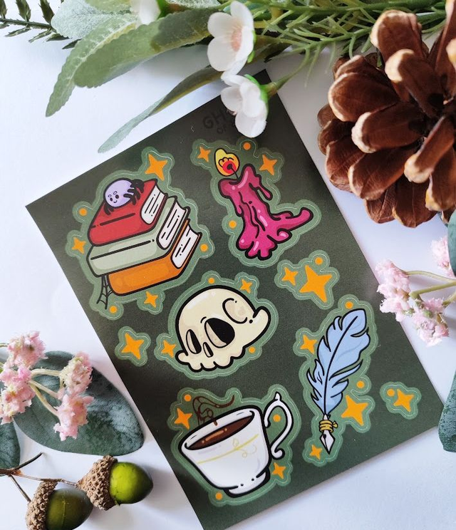 Dark Academia Inspired A6 Sticker Sheet