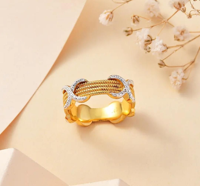 Platinum & 18K Yellow Gold Overlay Ring.