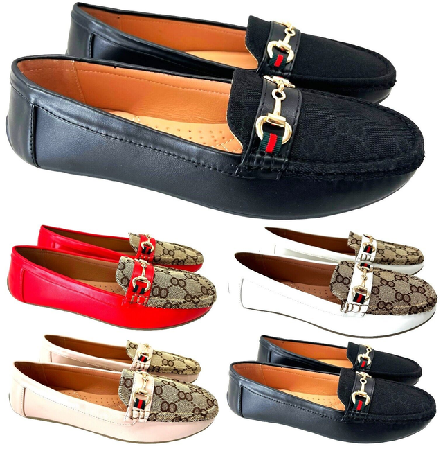 LADIES WOMENS SOFT FLAT BUCKLE COMFY WORK OFFICE SLIP ON SHOES LOAFERS PUMPS SZ