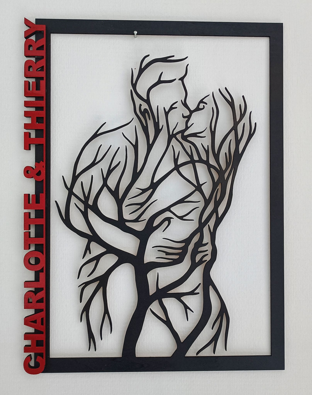 Cadre couple en bois sans fond