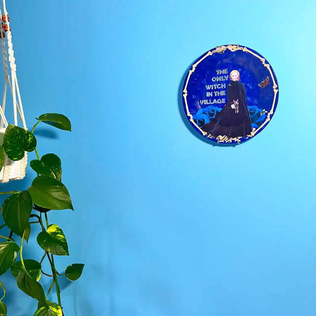 "The Only Witch In The Village" Midnight Blue Upcycled Wall Plate - House of Frisson