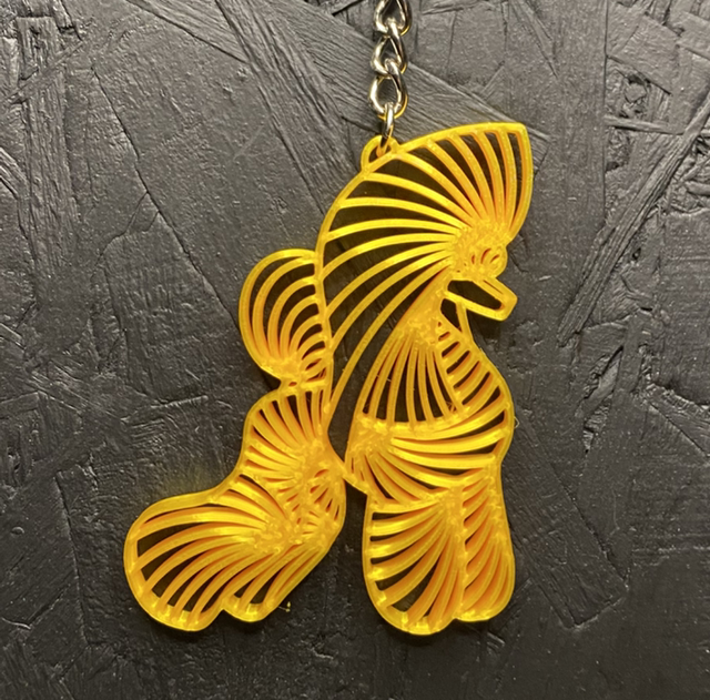 3D - Keychain Poodle Puppy Gold Yellow