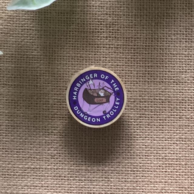 Wooden Pin Badge - Harbinger of the Dungeon Trolley