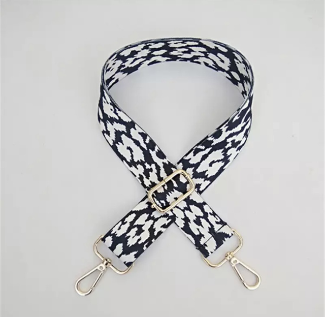 Leopard print black & white bag strap